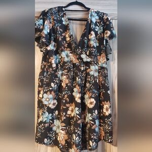 SHEIN Black and Brown Flutter Sleeve Romper